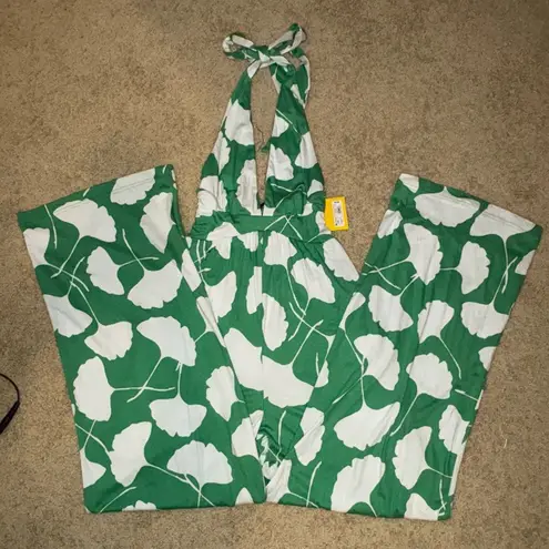 Diane Von Furstenberg Diane‎ Von Furstenberg DVF x Target green tropical halter top jumpsuit size XXS
