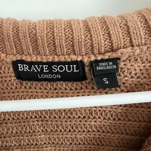 Brave Soul Tan V-Neck Sweater Ribbed Knit