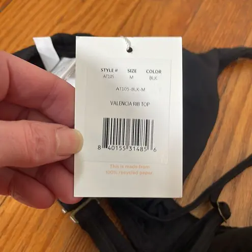 ANDIE Bikini Set Valencia Top Bikini Bottom Ribbed Black Orange size M NWT