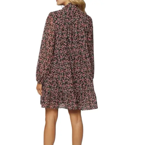 Lost + Wander Rose Garden Tie Neck Long Sleeve Mini Dress