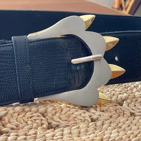 Bon Sour Bon Soir Made In France Belt Black with Large Silver and Gold Claw Buckle Large