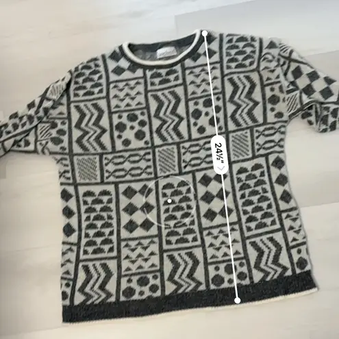 Vintage Garland Wool Blend Sweater Women's Medium Black Cream Geometric Knit