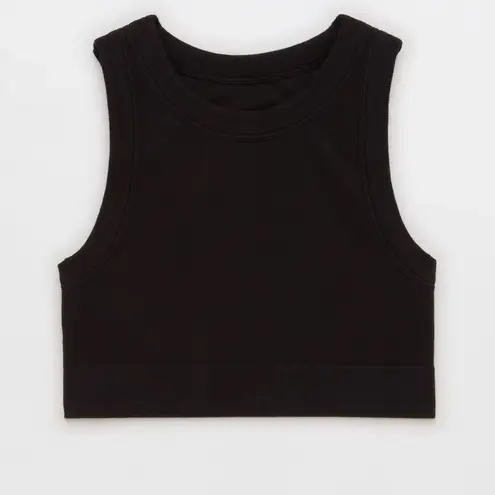 Aerie  Offline Seamless Ribbed High Neck Sports Bra Black XS