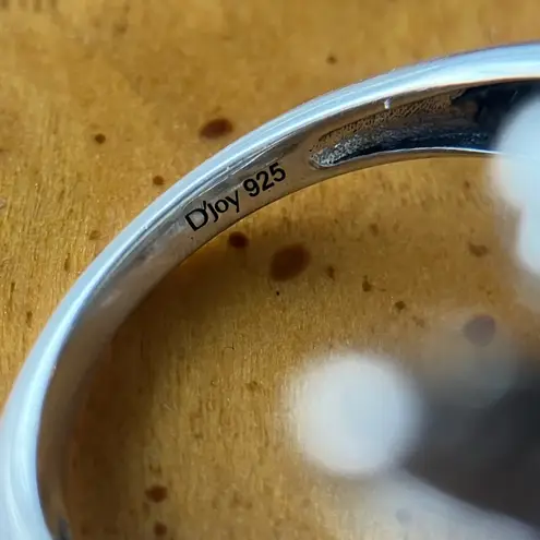 White Buffalo Turquoise Sterling Silver Feather Ring Size 8 Black