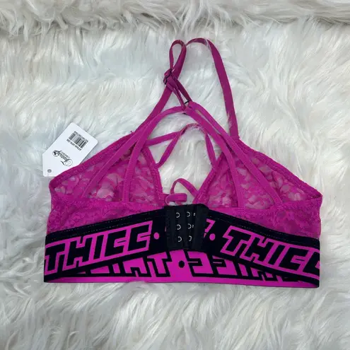 Fantasy Lingerie Vibes THICC Lace Bralette Hot Pink Black NWT Small