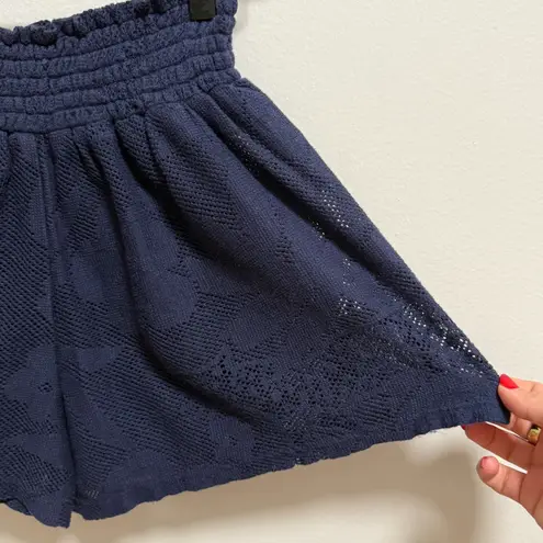 Aerie  navy blue crochet pull on flowy shorts beach swim coverup vacation small