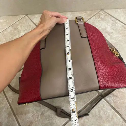 Marc Jacobs  Leather dome Satchel Handbag Red Taupe Gold Hardware  Shoulder Strap