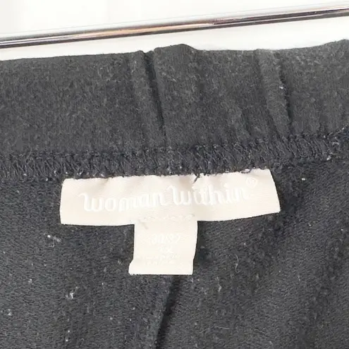 Woman Within Plus Size 3X 30W 32W Pants Black Elastic Pull On Knit Solid 1617