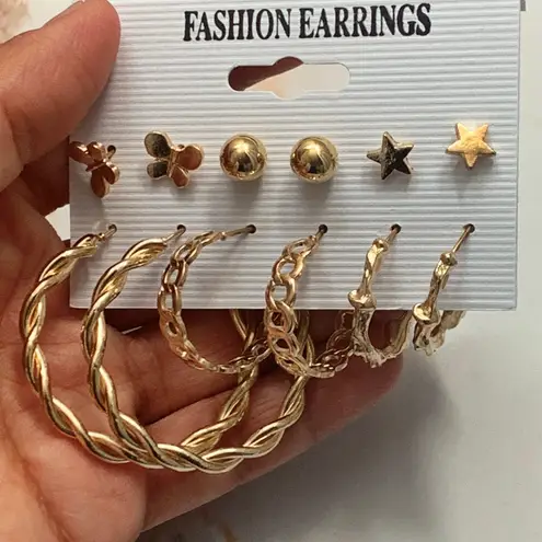 Gold Studs And Gold Hoops Set