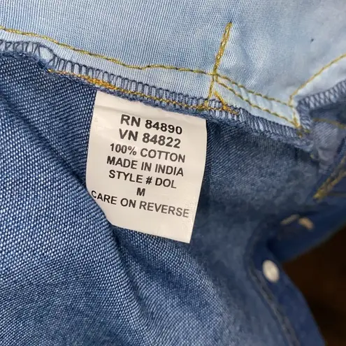 VNTG Tudor Court by Haband Shirt/Jacket w/Floral Embroidery Granny Cottagecore Blue Size M