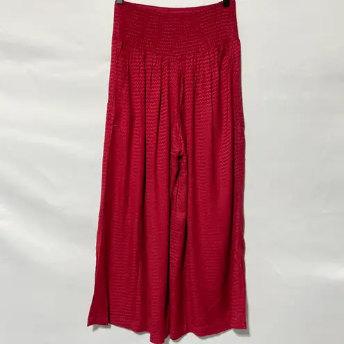 Band Of The Free New Smocked Waist Wide Leg Cropped Pants Red Chevron Size Small