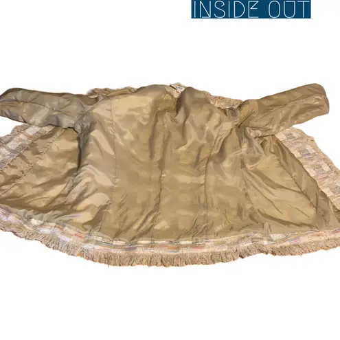 Newport News "EASY STYLE" CREAM, TAN, BLUE & PINK PASTEL FRINGE BLAZER (12)