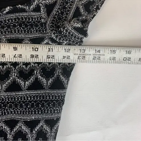 Hugo Buscati size small knit heart Black white vintage mini dress off shoulder y