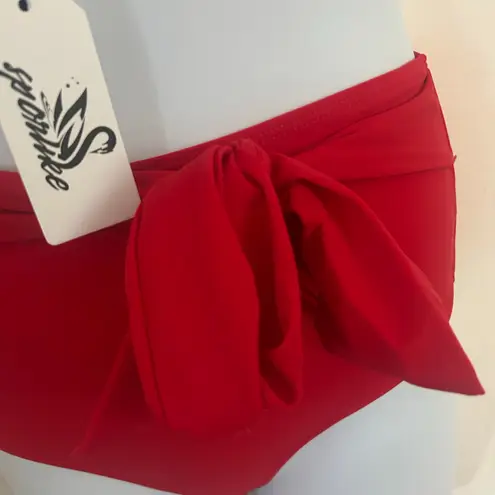 Sporlike High Waisted Ruffle Tie Red Adjustable Two