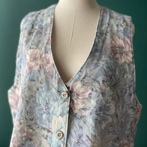 Orvis Vintage Pastel Tapestry Floral Button-Front Vest