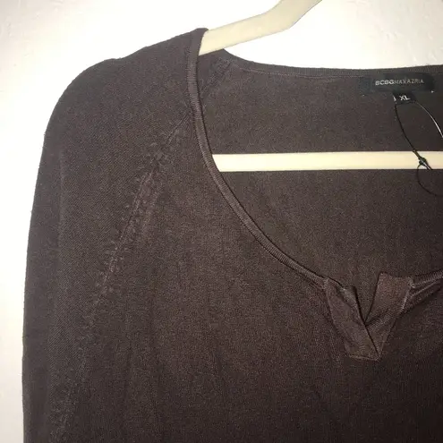 BCBGMAXAZRIA XL BCBG Max Azria Brown Scoopneck L/S Sweater BNWT