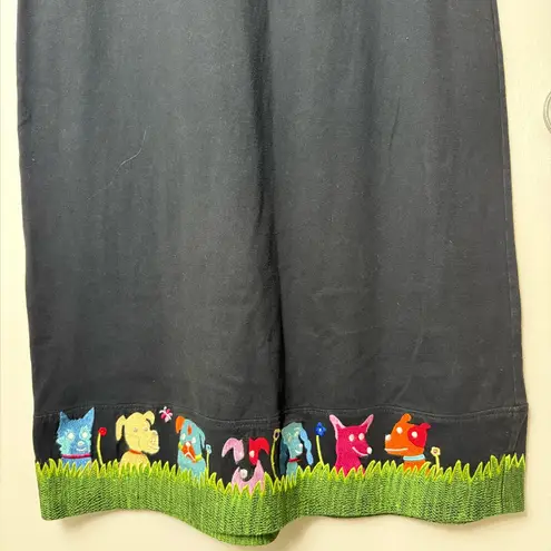 Michael Simon black dog embroidered sleeveless midi dress. M Size M