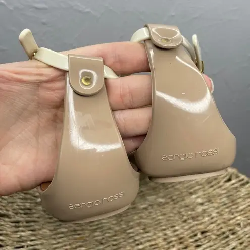 SERGIO ROSSI Thong Sandals Womens Size 40 US 10 Summer Beachy Leather Italy Luxe Tan