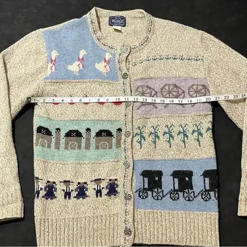 Woolrich Vintage Beige and Blue Patterned Cardigan 1980s