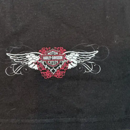 Harley Davidson Tank Top Grand Teton Idaho Falls Roses Wings Graphic Sz M Black Size M
