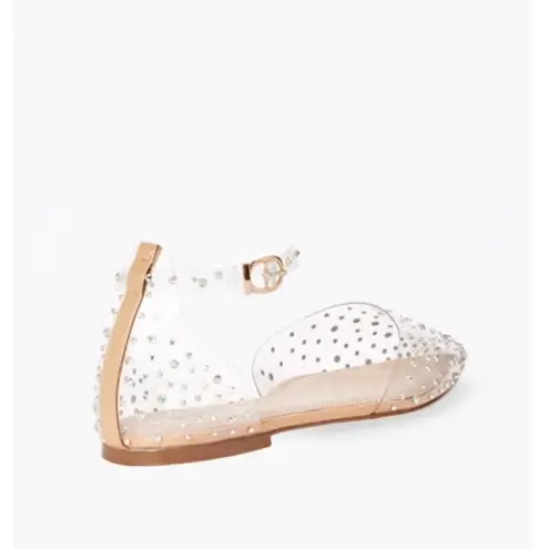 JustFab  Crysten Clear Embellished Flat Size 8 Reg $59.95 Color Iridescent