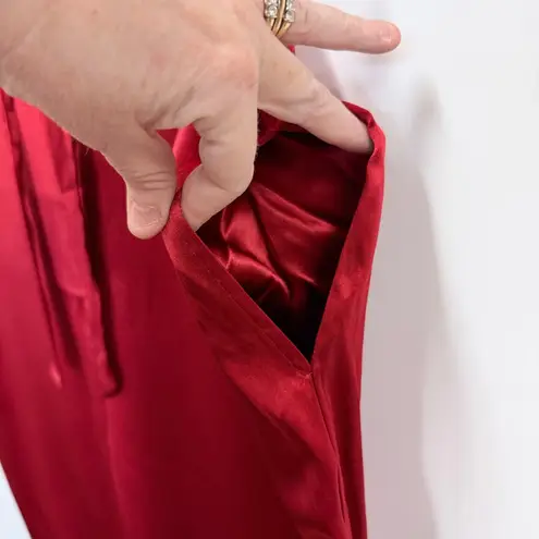 100% silk red pants tie waist silk sleepwear luxurious size medium