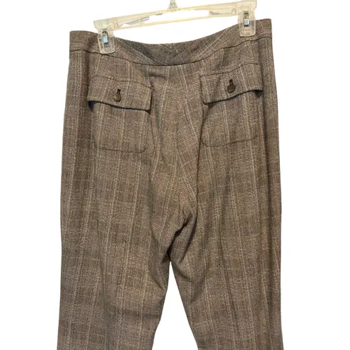 Etcetera Gray Multi Metallic Stripe Cuffed Trouser Pant Lined Wool Blend Sz 10