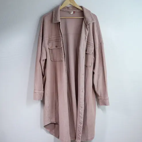 Pilcro Corduroy Shacket Duster Oversized Button Up Long Sleeve Mauve Size L - Image 10