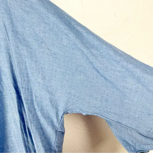 Tibi Blue Dolman Tie Cuff Sleeves Back Zipper Closure High Low Hem Top Medium