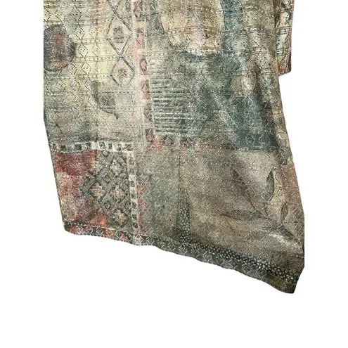 R & M Richards Vintage By Karen Kwong Green Multicolor Duster