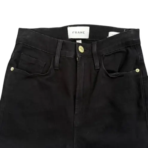 Frame Ali High Rise Cigarette Jeans in Noir, Size 24