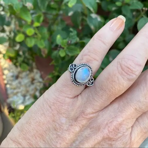 Moonstone Sterling Silver Ring Size 8 Silver