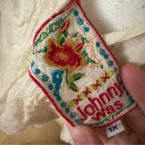 Johnny Was Collection Liya Georgette Tunic Blouse Embroidery Eyelet Size 1X