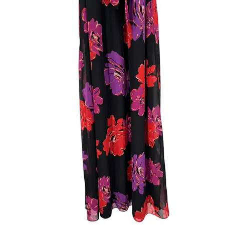 Slny SL Fashions Halter Mixed Media Maxi Dress size 14 Floral Belted