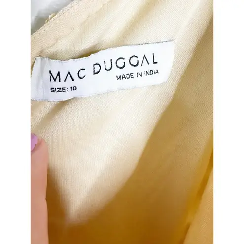 Mac Duggal 93739 Embellished Floral Detail One Shoulder Gown Nude Gold 10 $498