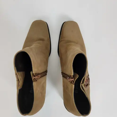 Etienne Aigner Womens Boots Size 7.5 Brown Suede Block Heels Ankle High