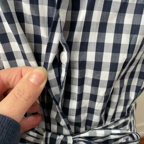 Westport Dress Barn Navy Gingham Button Front Sleeveless Shirt Dress NWT 10