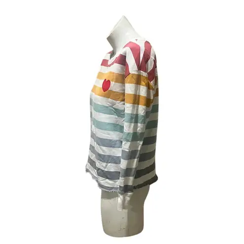 Doe Women's Striped Heart Sweatshirt Multicolor Size S Long Sleeve Orange