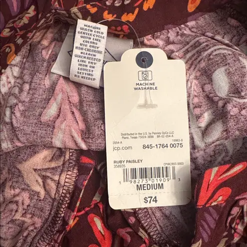 st. john's bay  Multicolor Paisley Long Sleeve Dress M NWT