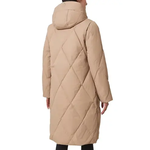 Mondetta Women's Long Diamond Quilted Parka Down Fill Tan size large