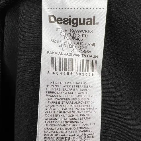 Desigual Black Shift Dress Sleeveless Paisley Velvet Embroidery US Medium New