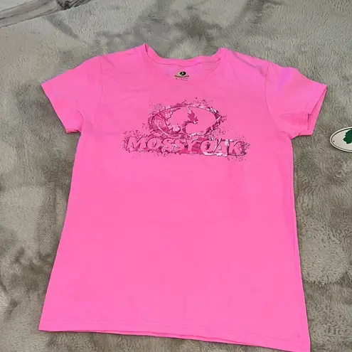 Mossy Oak t-shirt pink with logo on front size M