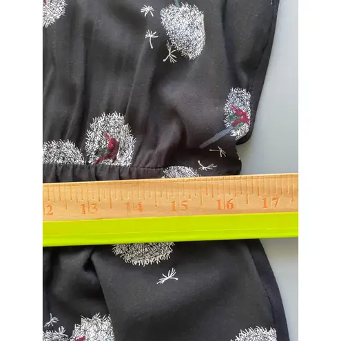 Deletta Anthro Black Wished Bloom Dandelion Peplum Top NEW Size Large