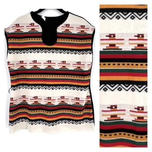 Vintage Women's Knit Bird Aztec Striped Southwestern Top Multi
