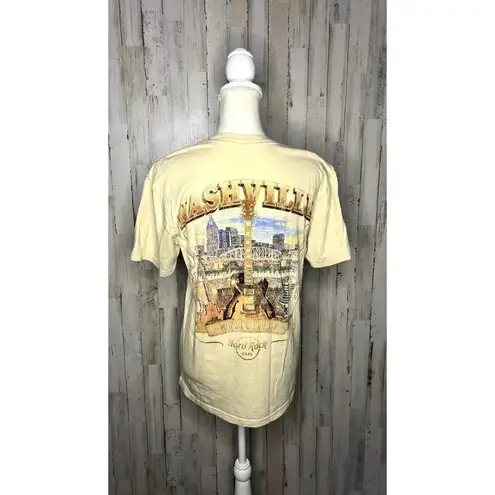 Pacsun X Hard Rock Unisex Small Beige Nashville Graphic Short Sleeve T