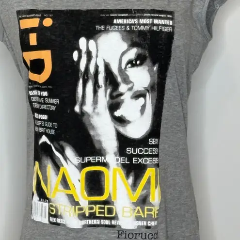 Fiorucci x Naomi Campbell Crewneck Gray Cotton Shirt Womens Size Small