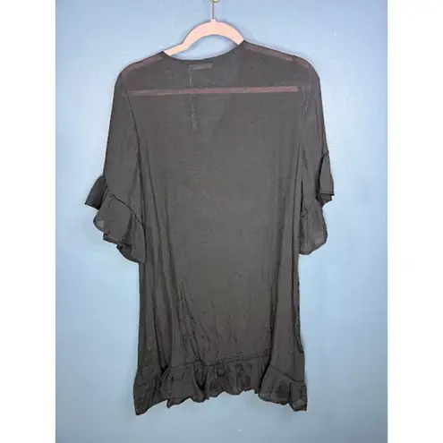 NEW Aimage Swimsuit Cover Up Women's Sz Small Oversized Boho Embroidery Tropical Black