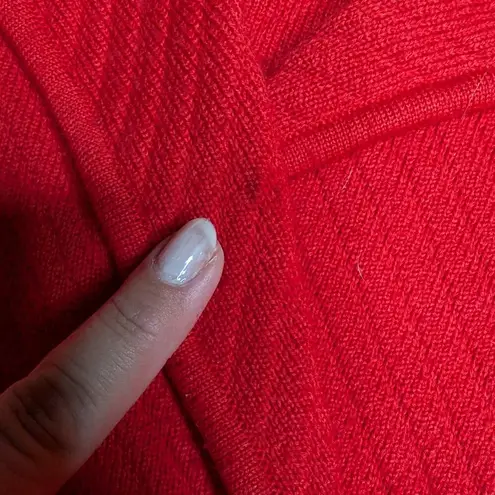 Vtg 1980s Arthur Kohler Red Ribbed Thick Knit Double Breasted Sweater Jacket 16