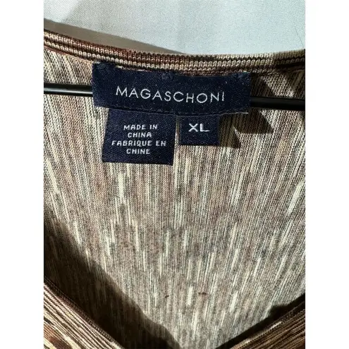 Magaschoni Brown Marbled Texture Silk Knit Blazer Jacket w Tank Neutral Career