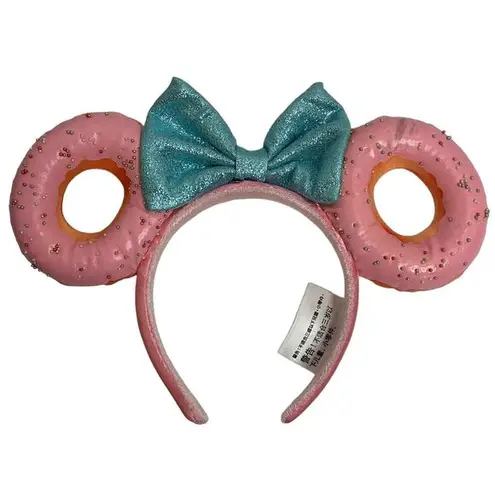 Disney  Parks Pink Sprinkle Donut Blue Bow Minnie Ears